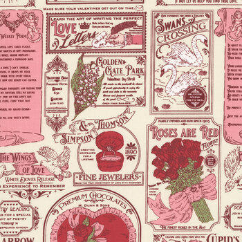 Je T'aime 20991-11 Lace Vintage Valentine Advertising by Stacy Iest Hsu for Moda Fabrics