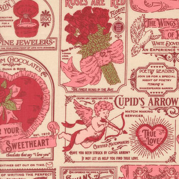 Je T'aime 20991-11 Lace Vintage Valentine Advertising by Stacy Iest Hsu for Moda Fabrics, Image
