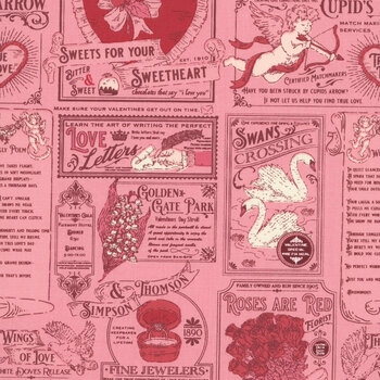 Je T'aime 20991-13 Blush Vintage Valentine Advertising by Stacy Iest Hsu for Moda Fabrics