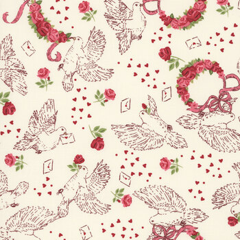 Je T'aime 20992-11 Lace Doves True Love by Stacy Iest Hsu for Moda Fabrics