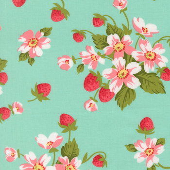 Bloomsberry 55350-13 Aqua In Bloom by Camille Roskelley for Moda Fabrics, Image