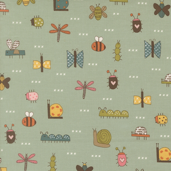 Bug Collector 55731-12 Sky The Bugs by Sweetwater for Moda Fabrics, Image