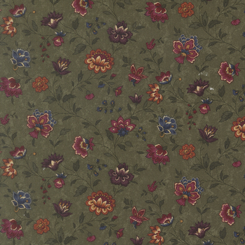 Honeysuckle Farm 9850-15 Leaf Prairie Flowers by Kansas Troubles Quilters for Moda Fabrics, Image
