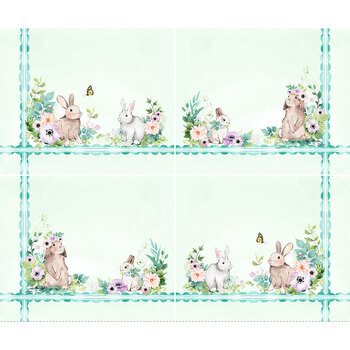 Spring Blessings Y5033-100 Light Turquoise Panel by Heatherlee Chan for Clothworks