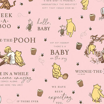 Winnie-the-Pooh Baby C18590-PINK Main Pink by Echo Park Paper Co. for Riley Blake Designs