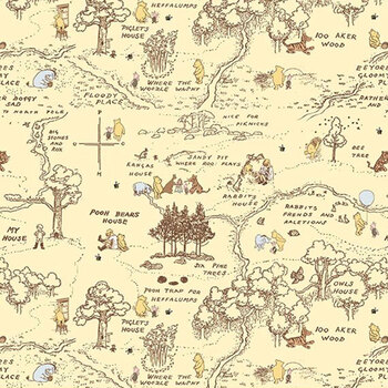 Winnie-the-Pooh Baby C18592-YELLOW 100 Aker Map Yellow by Echo Park Paper Co. for Riley Blake Designs