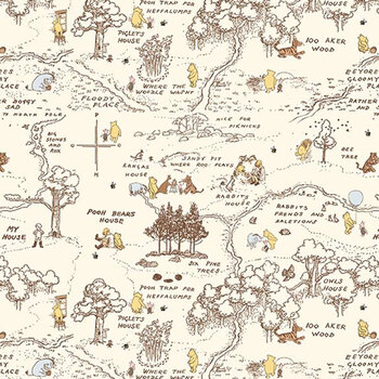 Winnie-the-Pooh Baby C18592-CREAM 100 Aker Map Cream by Echo Park Paper Co. for Riley Blake Designs