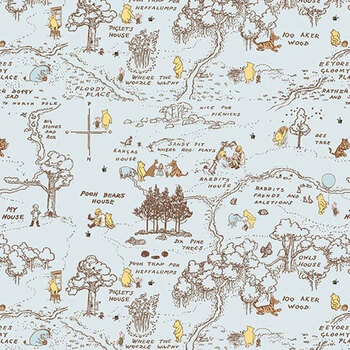 Winnie-the-Pooh Baby C18592-BLUE 100 Aker Map Blue by Echo Park Paper Co. for Riley Blake Designs