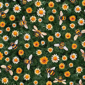 Sunflower Serenade 31805-F Forest by Morris Creative Group for Quilting Treasures Fabrics, Image
