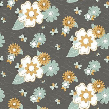 Bees and Blossoms C18430-DKGRAY Main Dark Gray by Lindsey Weight for Riley Blake Designs