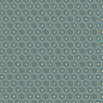 Bees and Blossoms C18433-TEAL Honeycomb Teal by Lindsey Weight for Riley Blake Designs