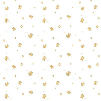 Bees and Blossoms C18434-WHITE Bee Toss White by Lindsey Weight for Riley Blake Designs