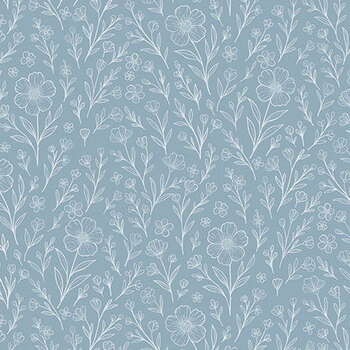 Backroad Blooms A-10604-B Blooms Cottage Blue by The Quilted Cow for Andover Fabrics