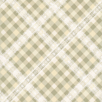 Backroad Blooms A-10603-N Nana's Lace Sage Whisper by The Quilted Cow for Andover Fabrics
