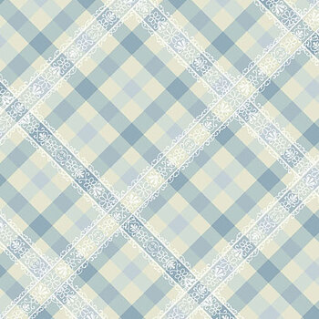 Backroad Blooms A-10603-B Nana's Lace Cottage Blue by The Quilted Cow for Andover Fabrics
