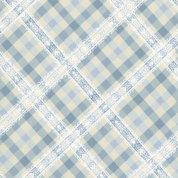 Backroad Blooms A-10603-B Nana's Lace Cottage Blue by The Quilted Cow for Andover Fabrics