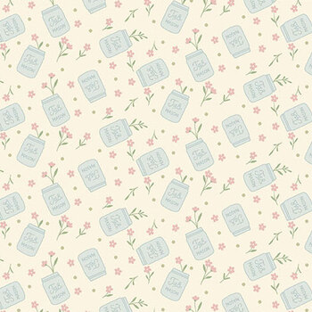 Backroad Blooms A-10602-L Canning Day Buttercream by The Quilted Cow for Andover Fabrics