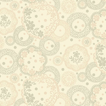Backroad Blooms A-10601-L Vintage Doilies Buttercream by The Quilted Cow for Andover Fabrics