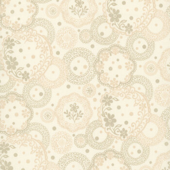 Backroad Blooms A-10601-L Vintage Doilies Buttercream by The Quilted Cow for Andover Fabrics