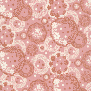 Backroad Blooms A-10601-E Vintage Doilies Rosewood by The Quilted Cow for Andover Fabrics
