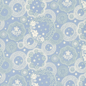 Backroad Blooms A-10601-B Vintage Doilies Cottage Blue by The Quilted Cow for Andover Fabrics
