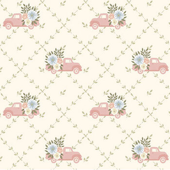 Backroad Blooms A-10600-L Papa's Truck Buttercream by The Quilted Cow for Andover Fabrics