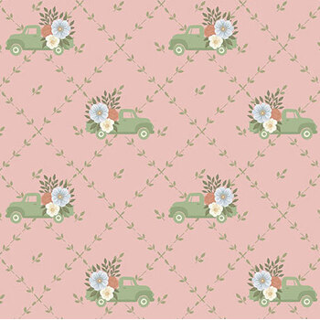 Backroad Blooms A-10600-E Papa's Truck Dusty Rose by The Quilted Cow for Andover Fabrics