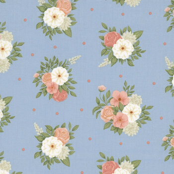 Backroad Blooms A-10599-B Faded Corsage Cottage Blue by The Quilted Cow for Andover Fabrics