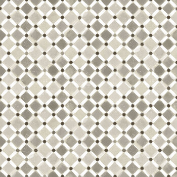 Botanical Sketchbook W115-021-007 Star Grid Cream/Taupe by Chad Barrett for White Owl Textiles