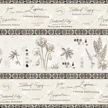 Botanical Sketchbook W115-015-077 Border Stripe Multi by Chad Barrett for White Owl Textiles