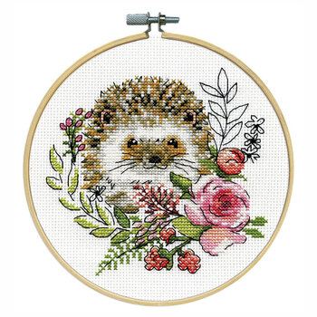 8" Round Cross Stitch Picture Kit -  Hedgehog