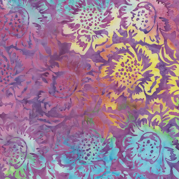 Springtime Bouquet 122517425 Large Floral Purple Heather by Jerry Khiev for Island Batik