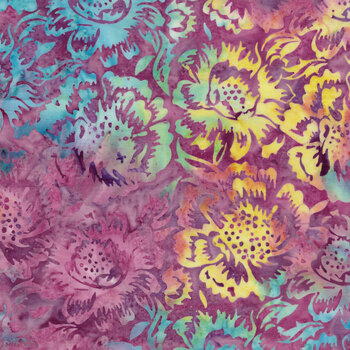 Springtime Bouquet 122517425 Large Floral Purple Heather by Jerry Khiev for Island Batik