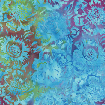 Springtime Bouquet 122517850 Large Floral Multi Purple Green Flourite by Jerry Khiev for Island Batik
