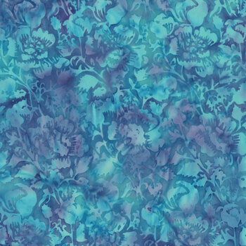 Springtime Bouquet 122518877 Medium Floral Multi Turquoise Purple by Jerry Khiev for Island Batik