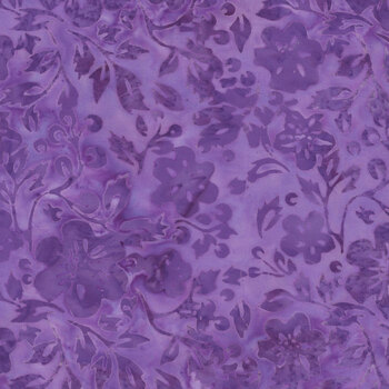 Springtime Bouquet 122519440 Flowers and Leaves Purple Wisteria by Jerry Khiev for Island Batik