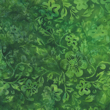 Springtime Bouquet 122519682 Flowers and Leaves Green Frog by Jerry Khiev for Island Batik