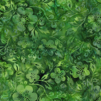 Springtime Bouquet 122519682 Flowers and Leaves Green Frog by Jerry Khiev for Island Batik