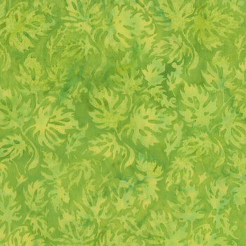 Springtime Bouquet 122521612 Condensed Leaves Green Lemon Lime by Jerry Khiev for Island Batik