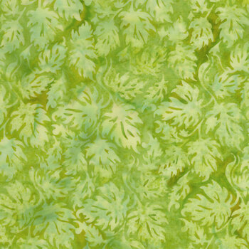 Springtime Bouquet 122521612 Condensed Leaves Green Lemon Lime by Jerry Khiev for Island Batik