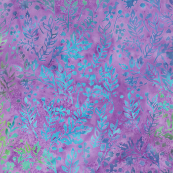 Springtime Bouquet 122522405 Vines Leaves and Berries Purple Lavender by Jerry Khiev for Island Batik