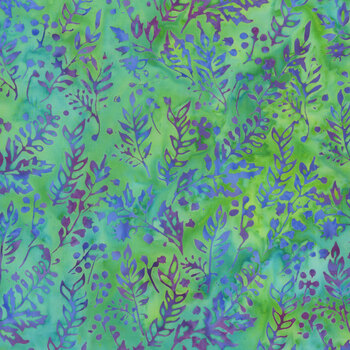Springtime Bouquet 122522851 Vines Leaves and Berries Multi Turquoise Green by Jerry Khiev for Island Batik