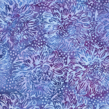 Rosy Bloom 122524828 Large Dahlias Multi Blue Purple by Jerry Khiev for Island Batik