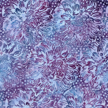 Rosy Bloom 122524828 Large Dahlias Multi Blue Purple by Jerry Khiev for Island Batik