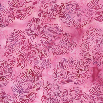 Rosy Bloom 122525130 Tossed Medium Flowers Pink Camelia by Jerry Khiev for Island Batik