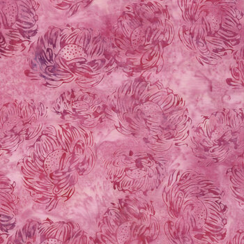 Rosy Bloom 122525130 Tossed Medium Flowers Pink Camelia by Jerry Khiev for Island Batik