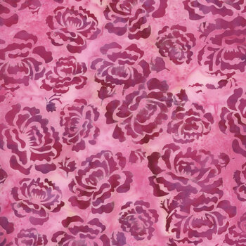 Rosy Bloom 122527320 Hollyhock Red Salmon by Jerry Khiev for Island Batik