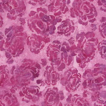 Rosy Bloom 122527320 Hollyhock Red Salmon by Jerry Khiev for Island Batik