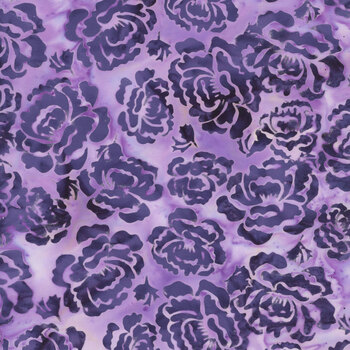 Rosy Bloom 122527405 Hollyhock Purple Lavender by Jerry Khiev for Island Batik