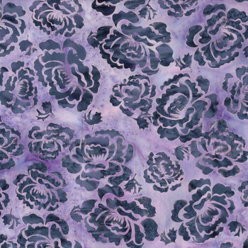 Rosy Bloom 122527405 Hollyhock Purple Lavender by Jerry Khiev for Island Batik